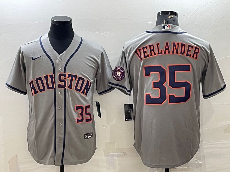 Men Houston Astros #35 Verlander Grey Game Nike 2022 MLB Jersey